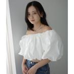 エイミーイストワール EIMY ISTOIRE タフタオフショルブラウス （WHITE）