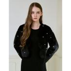 ショッピングスタッズ エイミーイストワール EIMY ISTOIRE スカラカラーパールスタッズファージャケット （BLACK）