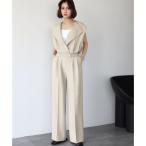 エルフランク ELFRANK ショートタックベスト＆タックパンツ セットアップ 上下セット（ベージュ）