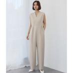エルフランク ELFRANK タック入りVネックオールインワン（ベージュ）