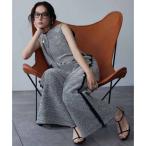 エルフランク ELFRANK ツイード モノトーン フリンジ Iライン オールインワンパンツ （オフホワイトブラック）