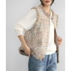 エルフランク ELFRANK 【VERY 1月号掲載】ツイードフリンジジレ/ベスト（ピンク）