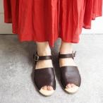 エンアシナガオジサン EN あしながおじさん オープントゥセパレートシューズ (ダークブラウン)