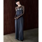 エトル etoll. 3piece刺繍リボンビスチェ＆タックワイドパンツセットアップ （ブルーグレー）