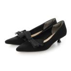 ショッピングリボン 【EVOL/イーボル】 【ふかふか・リボン取り外し可】2WAYリボンポインテッド3.5cmパンプス JA4016  （ブラック）