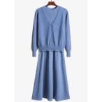 ショッピングニットワンピ フォースメント Forcement ニットワンピ×カーディガンセットアップ （ブルー）