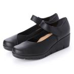 ファーストコンタクト First Contact 日本製 ウエッジソール 甲ベルトつき コンフォートパンプス 外反母趾 ファーストコンタクト （ブラッ