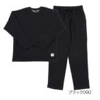 フクスケ fukuske 【Flow Relaxing】 ルームウェア 無地 ワンポイント 長袖 10分丈 ワッフル素材 (HRT-6024)ブラック