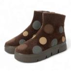 ゴムゴム Gomu56 ドット柄柔らかニットブーツ （DBR）