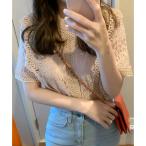 ガーリードール Girly Doll レース半袖トップス【韓国ファッション】 （ピンク）