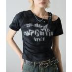 ガーリードール Girly Doll ベルトデザインワンショルダーTシャツ (ブラック)