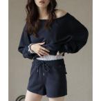 ガーリードール Girly Doll レイヤードセットアップ オフショルトップス×ショートパンツ （ダークブルー）