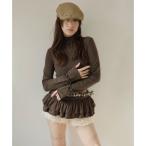 ガーリードール Girly Doll 裾フリルハイネックカットソー （ブラウン）