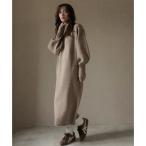 ショッピングニットワンピ ガーリードール Girly Doll 指ぬきボリューム袖クルーメランジニットワンピ （ブラウン）