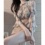 ガーリードール Girly Doll 肩開き花柄ブラウス (ベージュ)