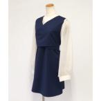 ガーリードール Girly Doll シアー袖ドッキングワンピース【韓国ファッション】 （ネイビー）