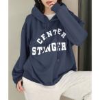 ガーリードール Girly Doll ロゴプリントビッグシルエットスウェットパーカー【韓国ファッション】 （ネイビー）