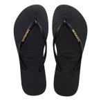 ハワイアナス Havaianas サンダル ラバービーチサンダル Slim-Logo-Metallic-Black-Golden (Black Gol