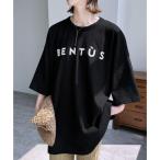 レカ reca オーバーサイズ5分袖ロゴTシャツ(240223) （ブラック）