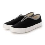 ハスキー HUSKY KITSON+ キットソン バイカラー センタースリット スリッポン ローテク キャンバス スニーカー (BLACK)