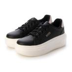 ハスキー HUSKY KITSON キットソン 厚底 ウェッジソール 軽量 レースアップ ローカットスニーカー (BLACK)