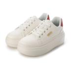 ハスキー HUSKY KITSON キットソン 厚底 ウェッジソール 軽量 レースアップ ローカットスニーカー (WHITE)