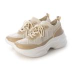 ハスキー HUSKY KITSON キットソン 厚底 ウェッジソール 軽量 レースアップ ニットスニーカー (BEIGE)