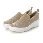 ハスキー HUSKY KITSON キットソン 厚底ウェーブソール 軽量 ラメ入りニット スリッポン (BEIGE)