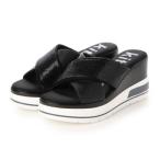 ハスキー HUSKY kitson キラキラ クロスベルト 厚底サンダル (BLACK)