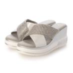 ハスキー HUSKY kitson キラキラ クロスベルト 厚底サンダル (SILVER)