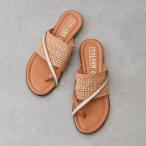 イタリアンシューメーカーズ ITALIAN SHOEMAKERS ビジュークロスストラップトングサンダル (ベージュコンビ)