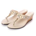 イタリコ ITALICO 楽ちん ふかふかウエッジソール ビジュー付きトングリゾートサンダル （ベージュ）