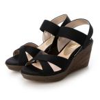 イタリコ ITALICO 楽ちん ジュート風 ウエッジソール コンフォート カジュアル サンダル （ブラック）