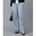 ショッピングスカル 自由区 【洗える】ウスカルデニムワイドストレート パンツ （ライトインディゴ）