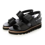 キスコ KISCO ダブルベルトウェッジソールサンダル (BLK)