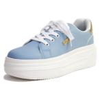 キットソン kitson ローカットスニーカー レースアップ 軽い 厚底 フラットソール ロゴ 3e （ブルー）