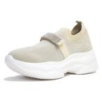 キットソン kitson kitson スリッポンシューズ ラインストーン 厚底 ウエッジ 4e 幅広 軽い 4E (ベージュ)