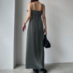 ルエレ Louere Louere バックストラップデザインサテンキャミワンピース （チャコールグレー）