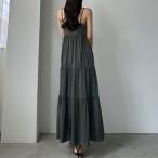 ルエレ Louere Louere バックストラップデザインサテンキャミワンピース （Aチャコールグレー）