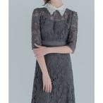 レジャ Leja 花柄レースビジューカラーAラインドレスワンピース美脚効果結婚式 パーティードレス 成人式 二次会 同窓会 お呼ばれ オケージョン 2