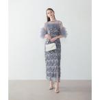 レジャ Leja フリルチュールボレロフリンジスパンコールIラインワンピースドレス2点セット美脚効果結婚式 パーティードレス 成人式 二次会 同窓会