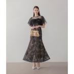 ショッピングスパンコール レジャ Leja フラワースパンコールチュールフレアスリーブマーメイドワンピースドレス美脚効果結婚式 パーティードレス 成人式 二次会 同窓会 お呼ば