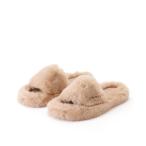  гонки женский Lace Ladies Ricci мех цвет Flat тапочки ( бежевый )