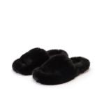  гонки женский Lace Ladies Ricci мех цвет Flat тапочки ( черный )