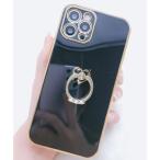 レースレディース Lace Ladies バンカーリング付 メタルフレームiPhoneケース カバー （ブラック）