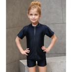 レースレディース Lace Ladies 女児 半袖 前ジッパー セパレート スクール水着 ガールズ 女子 上下別 ハーフパンツ【返品不可商品】 （レ