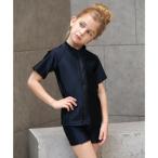 レースレディース Lace Ladies 女児 半袖 前ジッパー セパレート スクール水着 ガールズ 女子 上下別 ハーフパンツ【返品不可商品】 （ブ