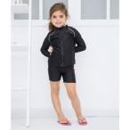 レースレディース Lace Ladies 女児 長袖 前ジッパー付き セパレート スクール水着 ガールズ ラッシュガード （ブラック）
