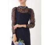 レースレディース Lace Ladies 3WAY レース ボレロ付き キャミソール ワンピース （ネイビー）