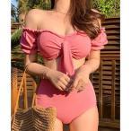  гонки женский Lace Ladies [2 позиций комплект ] передний лента off плечо высокий талия бикини [ товары без возможности возврата ] ( розовый )